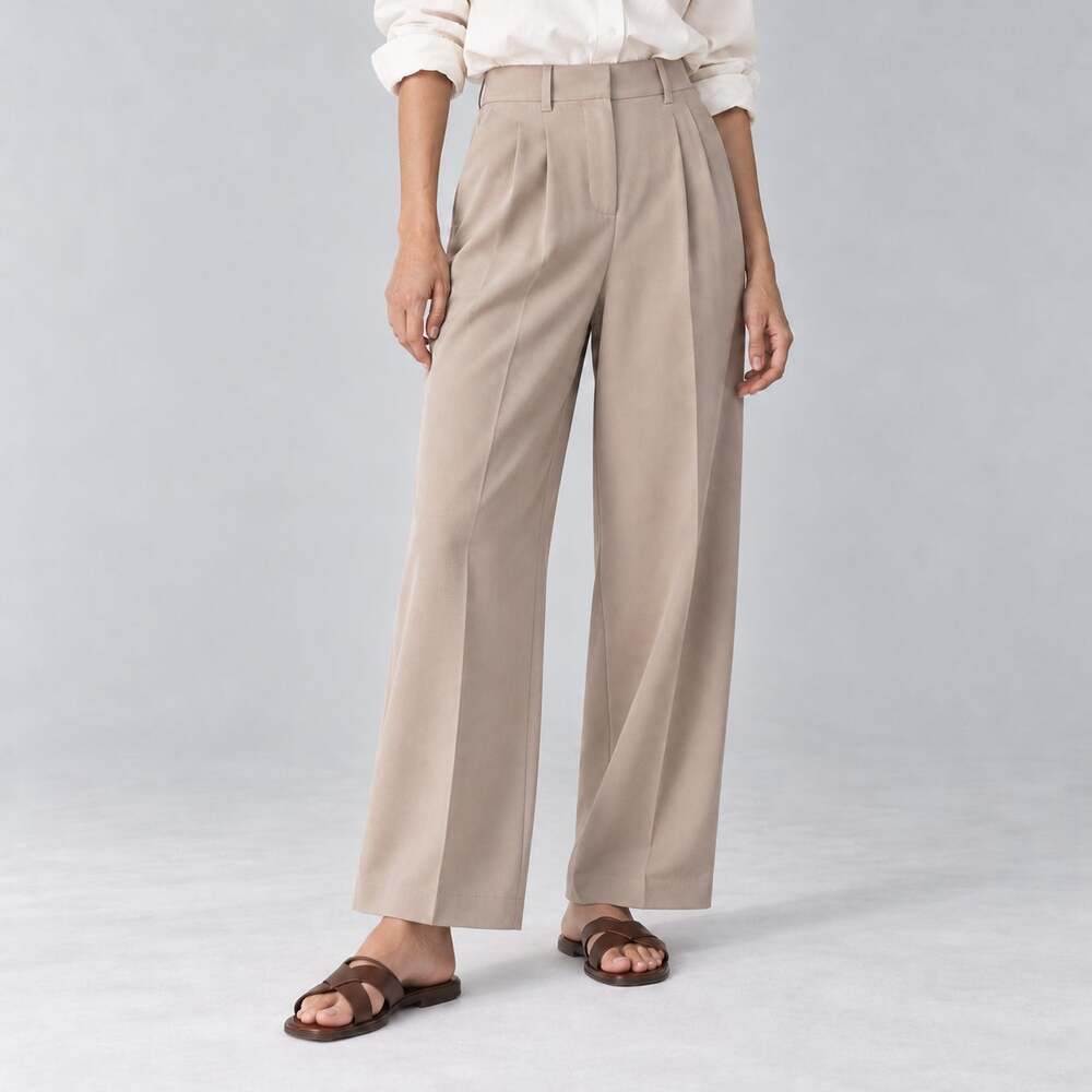 Aritzia Effortless Pant Lo-Rise Wide Leg Crepette Taupe Size 00